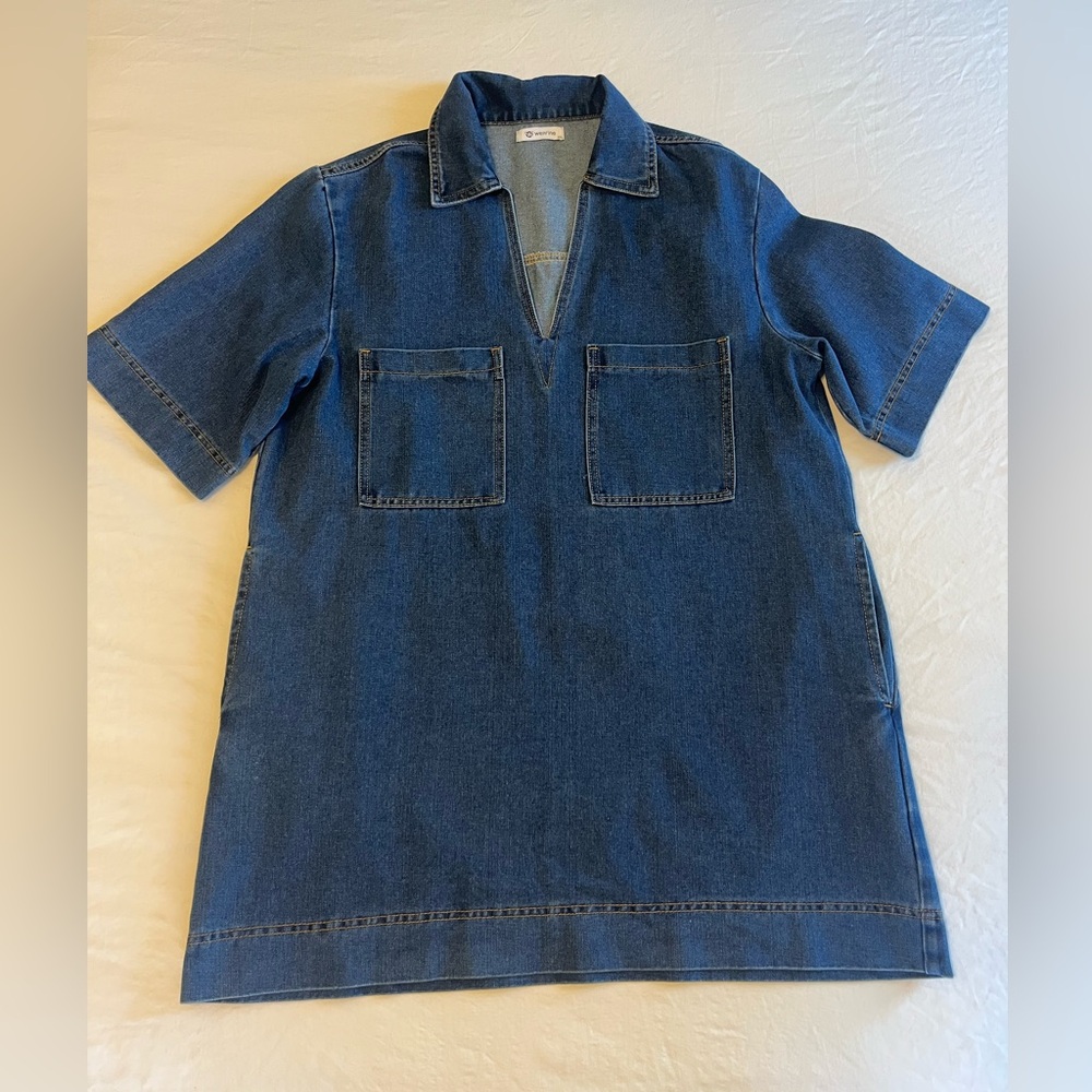 Blue Denim Short Sleeve Dress